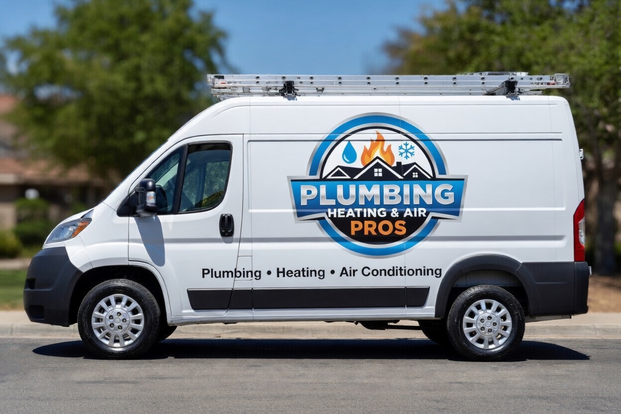 Local plumbing heating and air service van serving Carson